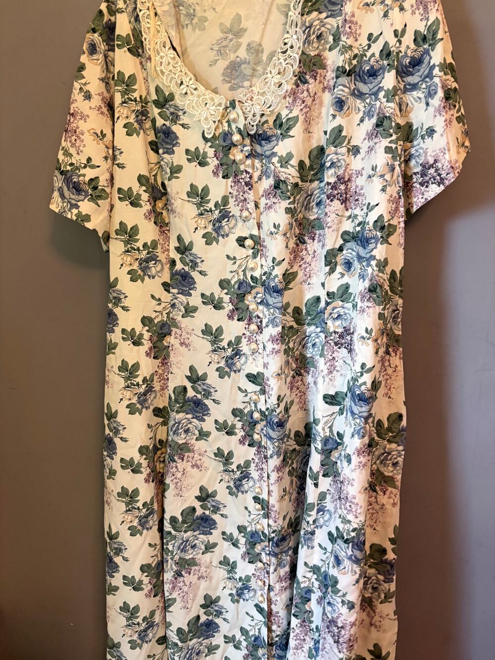 Handmade Women’s Dress Green Purple Floral Size Read